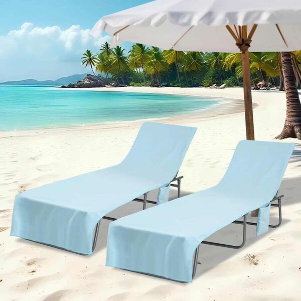 vidaXL Serviettes de Transat 2 pcs Bleu 210 x 75 cm