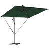 vidaXL Parasol banane &agrave; m&acirc;t d&eacute;port&eacute; Vert 249 x 249 x 250 cm