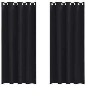 vidaXL Rideaux occultants avec anneaux 2 pc Noir 260 x 140 cm