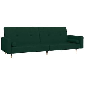 vidaXL Canap&eacute;-lit &agrave; 2 places avec deux oreillers Vert fonc&eacute; Velours