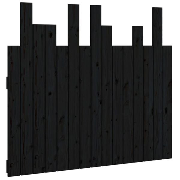 vidaXL T&ecirc;te de lit murale Noir 95,5x3x80 cm Bois massif de pin