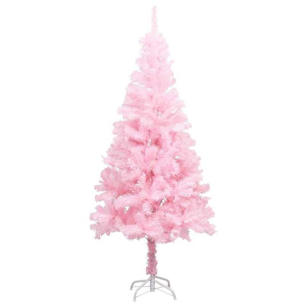 vidaXL Arbre de No&euml;l artificiel pr&eacute;-&eacute;clair&eacute; et boules rose 180 cm PVC