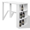 vidaXL Table de bar MDF avec casier &agrave; bouteilles Blanc haut brillance