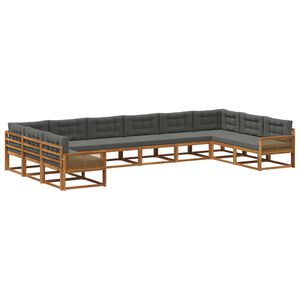 vidaXL Ensemble de canap&eacute;s d'ext&eacute;rieur 10 pc Naturel et Anthracite