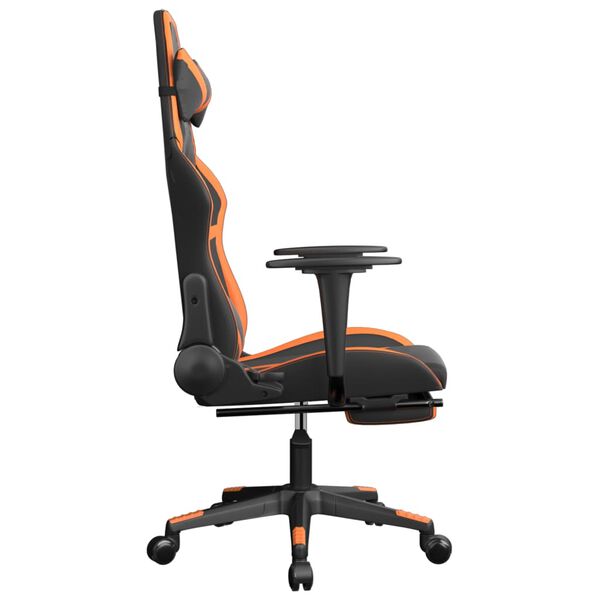 vidaXL Chaise de jeu avec repose-pied Noir et orange Similicuir