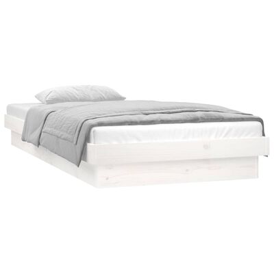 vidaXL Cadre de lit à LED blanc 90x190 cm simple bois massif