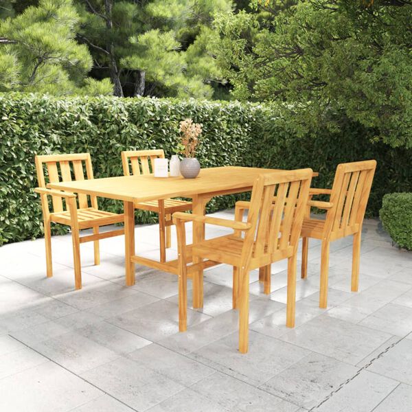 vidaXL Ensemble &agrave; manger de jardin 5 pcs Bois de teck massif