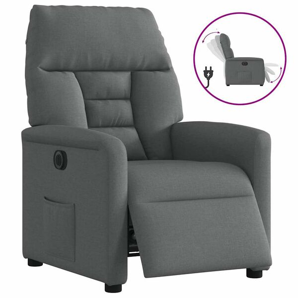 vidaXL Fauteuil inclinable &eacute;lectrique Gris fonc&eacute; Tissu