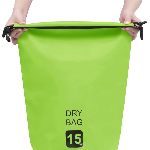 vidaXL Sac sec Vert 15 L PVC