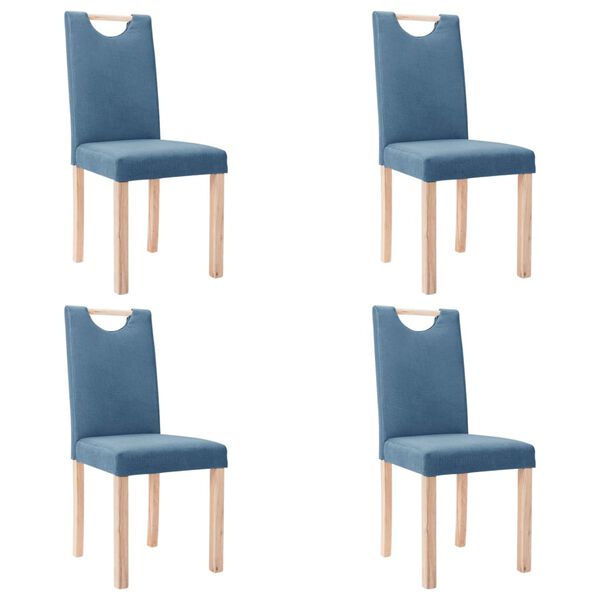 vidaXL Chaises &agrave; manger lot de 4 bleu tissu