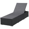 vidaXL Chaise longue avec coussin blanc crème Résine tressée Noir