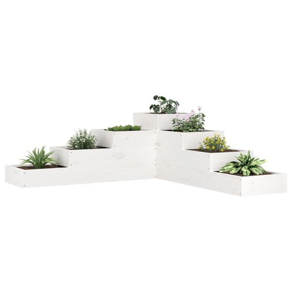 vidaXL Jardini&egrave;re 4 niveaux 106x104,5x36 cm blanc bois de pin massif