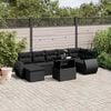 vidaXL Salon de jardin 8 pcs avec coussins noir r&eacute;sine tress&eacute;e