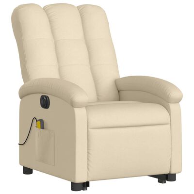 vidaXL Fauteuil inclinable de massage électrique Crème Tissu