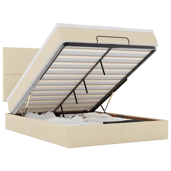 VidaXL Cadre de lit ottoman avec matelas cr&egrave;me 140x200 cm tissu