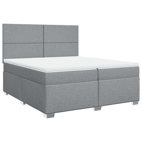 vidaXL Sommier &agrave; lattes de lit avec matelas Gris clair 200x200cm Tissu