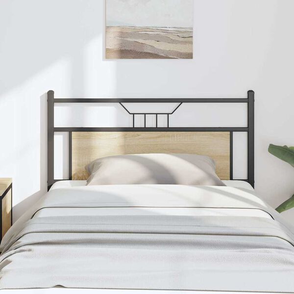 vidaXL T&ecirc;te de lit de remplacement ch&ecirc;ne sonoma 107 cm bois d'ing&eacute;nierie et acier