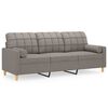 vidaXL Canap&eacute; 3 places avec oreillers d&eacute;coratifs taupe 180 cm tissu