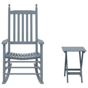 vidaXL Chaise &agrave; bascule avec table pliable gris bois massif peuplier