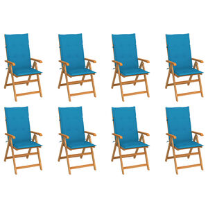 vidaXL Fauteuils pliants inclinables avec coussins 8 pcs teck massif