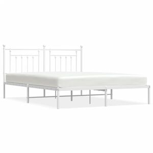 vidaXL Cadre de lit m&eacute;tal sans matelas et t&ecirc;te de lit blanc 160x200 cm