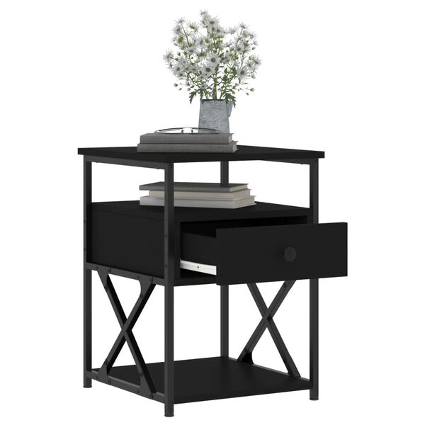 vidaXL Tables de chevet 2 pcs noir 40x42x55 cm bois d&rsquo;ing&eacute;nierie