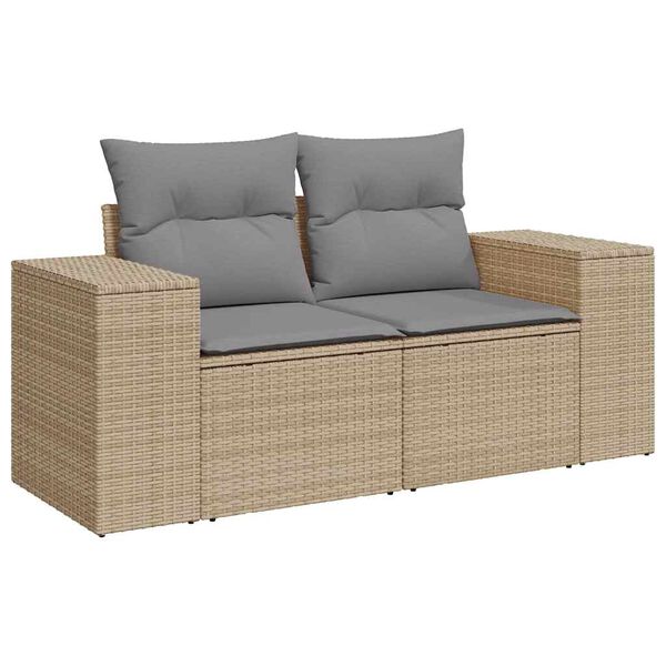 vidaXL Salon de jardin avec coussins 7 pcs beige r&eacute;sine tress&eacute;e