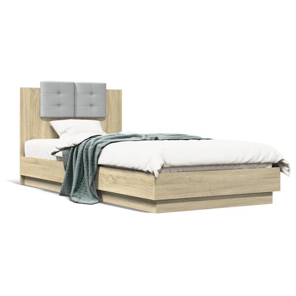 vidaXL Cadre de lit sans matelas ch&ecirc;ne sonoma 90x200 cm
