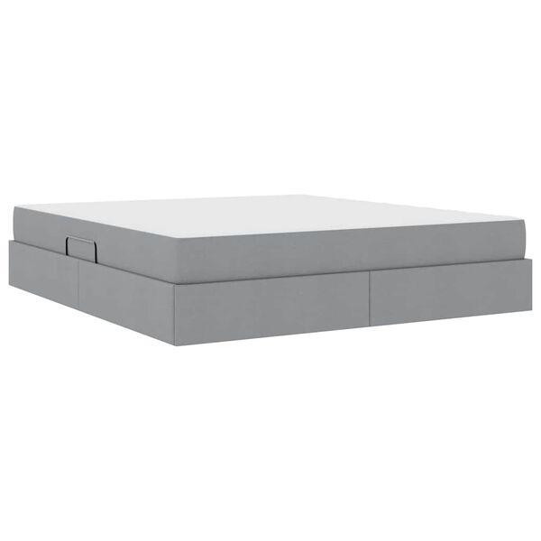 vidaXL Lit avec rangement et matelas Gris clair 160 x 200 cm Polyester