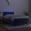 vidaXL Sommier &agrave; lattes de lit avec matelas et LED Bleu fonc&eacute; 90x190cm