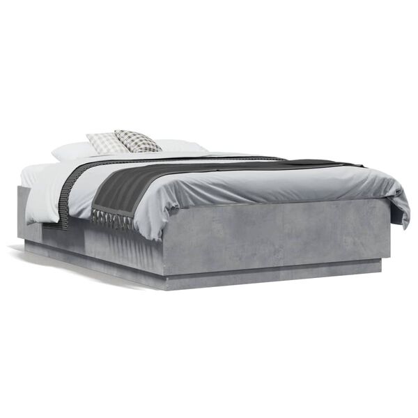 vidaXL Cadre de lit sans matelas gris b&eacute;ton 120x190 cm