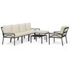 vidaXL Salon de jardin 7 pcs avec coussins sable acier