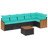 vidaXL Ensemble de canap&eacute; de jardin 7 pcs avec coussins noir r&eacute;sine tress&eacute;e