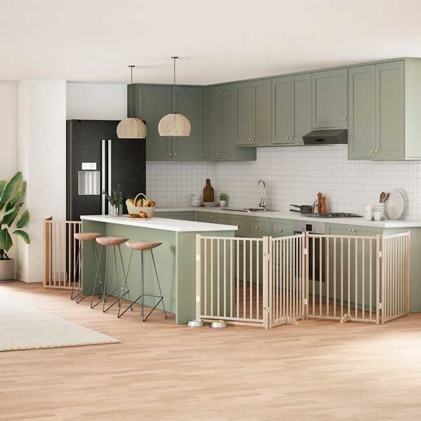 vidaXL Barri&egrave;re pour chien porte pliable 8 panneaux bois de peuplier