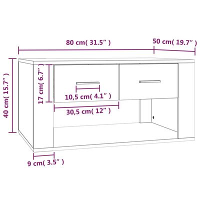 vidaXL Table basse Blanc 80x50x40 cm Bois d'ingénierie