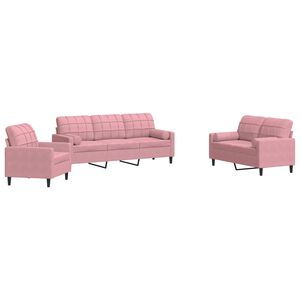 vidaXL Ensemble de canap&eacute;s 3pcs et coussins et traversins rose velours