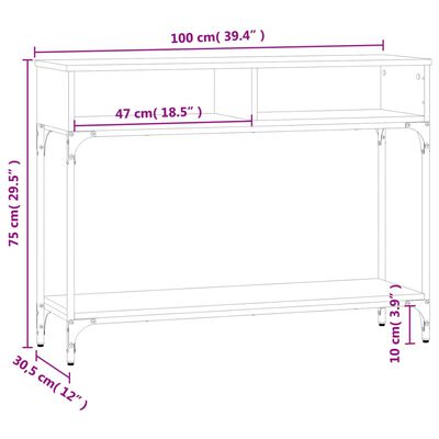 vidaXL Table console chêne sonoma 100x30,5x75 cm bois d'ingénierie