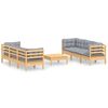 vidaXL Salon de jardin 7 pcs avec coussins gris bois de pin