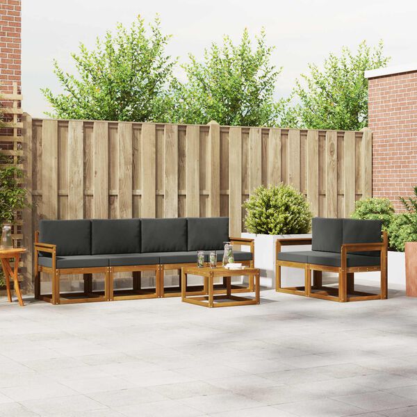 vidaXL Ensemble de canap&eacute;s d'ext&eacute;rieur 7 pcs Naturel et Anthracite