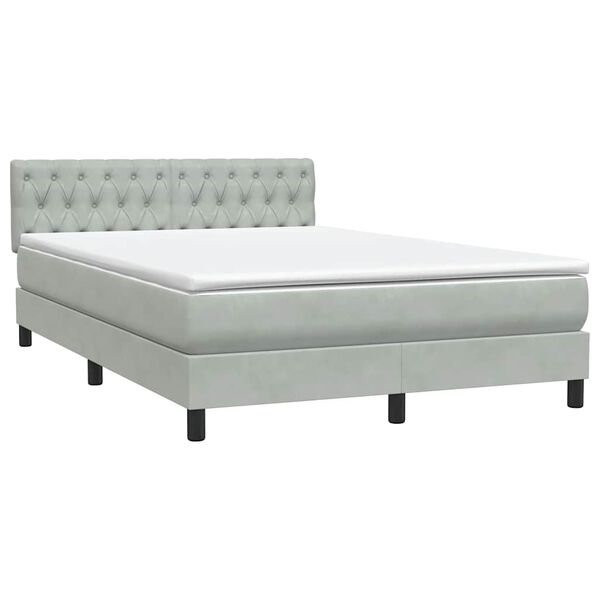 vidaXL Sommier &agrave; lattes de lit et matelas gris clair 140x220cm velours