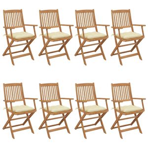 vidaXL Chaises pliables de jardin lot de 8 avec coussins Bois d'acacia