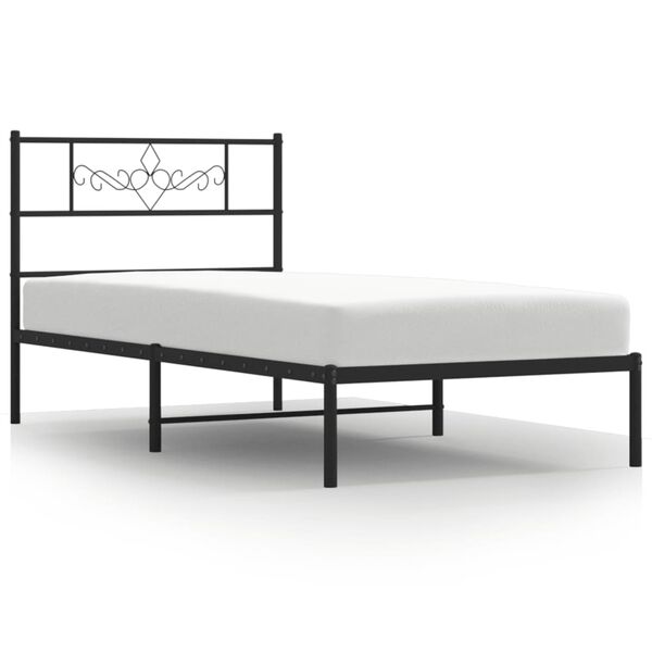 vidaXL Cadre de lit métal sans matelas avec tête de lit noir 75x190 cm