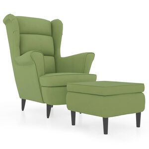 vidaXL Fauteuil &agrave; oreilles avec tabouret vert clair velours
