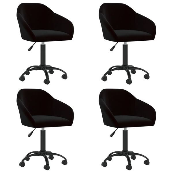 vidaXL Chaises pivotantes &agrave; manger lot de 4 noir velours