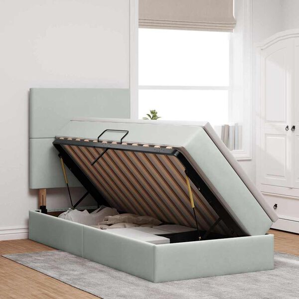 vidaXL Lit avec rangement et LED Gris clair 90 x 190 cm Velours