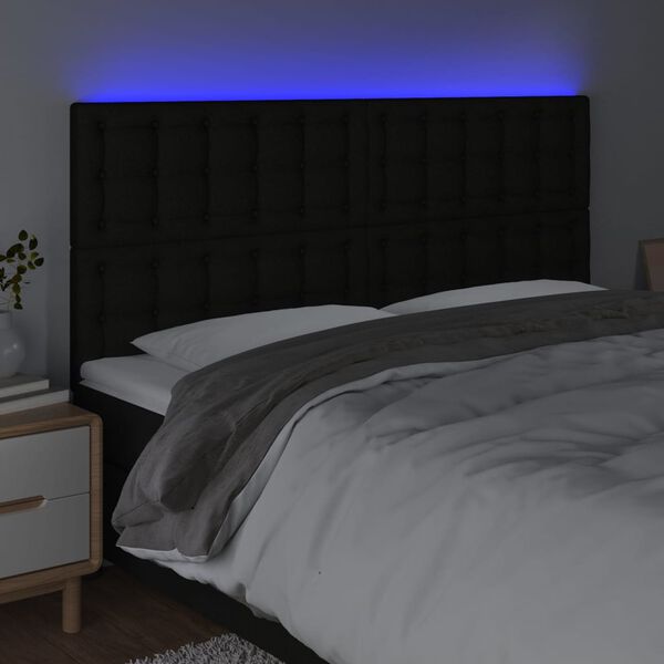 vidaXL T&ecirc;te de lit &agrave; LED Noir 160x5x118/128 cm Tissu