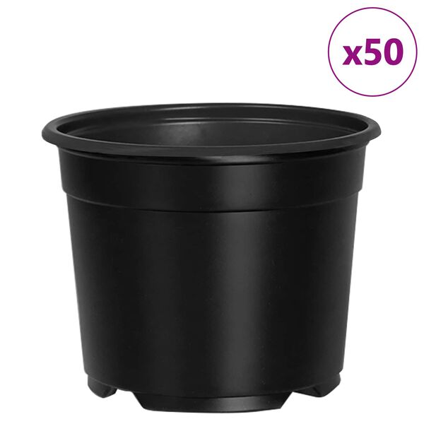 vidaXL Pot &agrave; fleurs 50 pcs Noir &Oslash; 15 x 12,5 cm Plastique