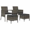 vidaXL Canap&eacute; de jardin table &agrave; th&eacute; et tabourets R&eacute;sine tress&eacute;e Gris