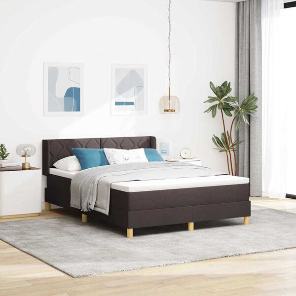 vidaXL Lit &agrave; ressorts avec matelas Marron fonc&eacute; 200 x 160 cm Polyester