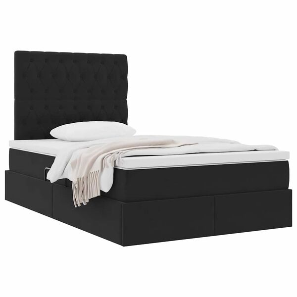 vidaXL Lit avec rangement et matelas Noir 120 x 200 cm Velours
